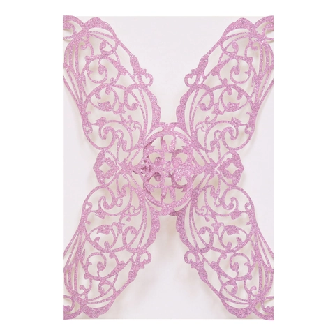 Κομψά Laser Cut Γκλίτερ Εξώφυλλα Πρόσκλησης Διάτρητη Πεταλούδα Ανθικό Σχέδιο Μαργαριταρένιο Χαρτί για Γάμο
