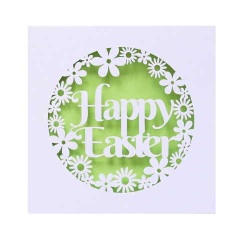 Laser Cut Easter Greeting Card Happy Easter Hollow Daisy Pattern Invitation Card With Inner Page For Party Celebration