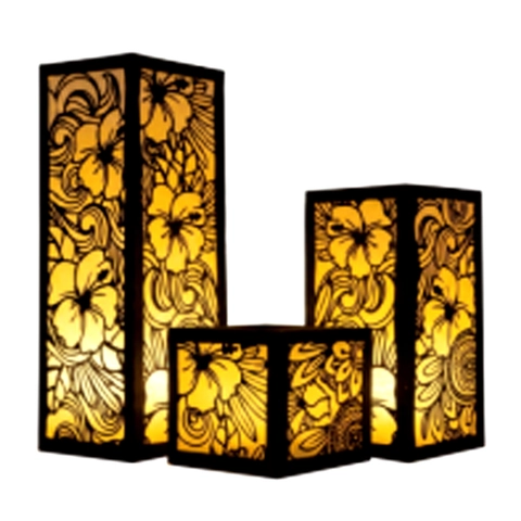 Hibiscus Pattern Laser Cut Black Cardstock Paper Lampshade For Tea Light Wedding Party Home Decorative Lampshade Cover