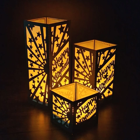 Abat-jour en Papier pour Décoration de Fête de Retraite Noir Étoiles Ajourées Découpe Laser Abat-jour Décoratif pour Bougies Maison Bureau