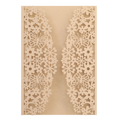 Copertina per Inviti in Stile Europeo Taglio Laser Carta Perlata Design Intagliato con Farfalle e Fiori per Matrimoni Feste