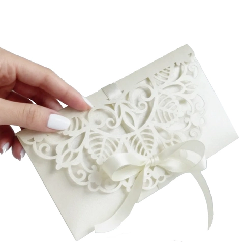 Inviti di Matrimonio Taglio Laser Carta Perlata Intagliati Floreali Mandala Biglietto d Auguri per Matrimonio Fidanzamento Banchetto Celebrazione