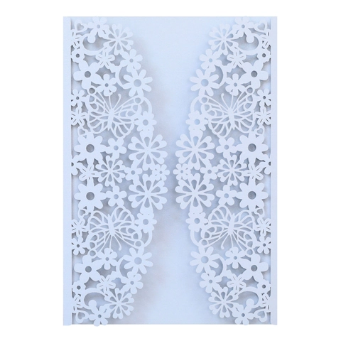 Copertina per Inviti in Stile Europeo Taglio Laser Carta Perlata Design Intagliato con Farfalle e Fiori per Matrimoni Feste