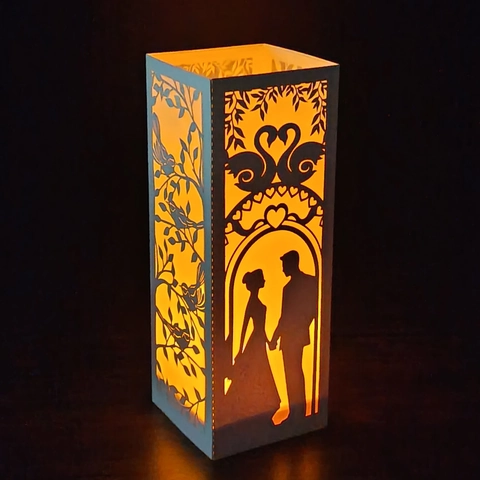 Laser Cut Paper Candle Shade Hollow Out Heart Swan Pattern White Cardboard Lantern For Wedding Valentine Day Party Decor