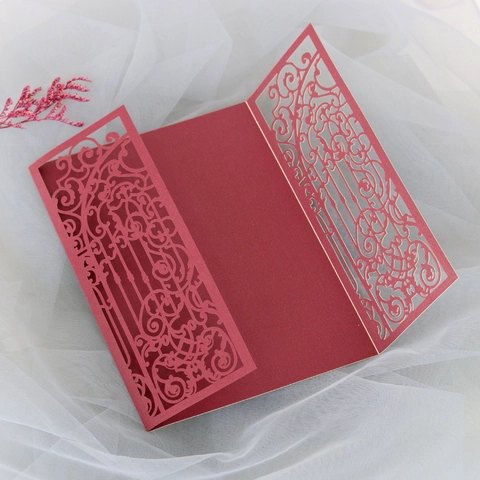 Laser Cut Wedding Invitation Sleeves European Hollow Flower Invitations Shell For Engagement Bridal Shower Party Decorations