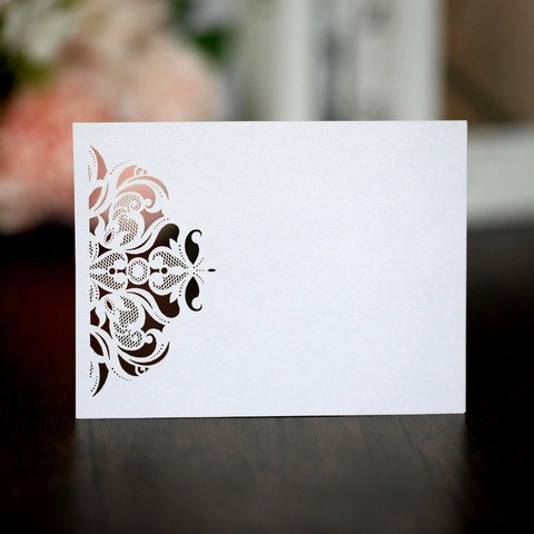 Elegant Laser Cut Lace Mandala Wedding Place Cards White Pearlescent Paper Table Name Cards For Party Banquet Decoration