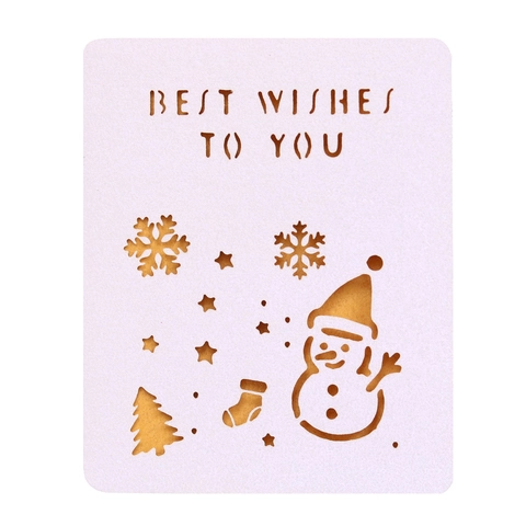 Christmas Mini Snowman Greeting Card Laser Cut Best Wishes Hollow Snowflake Holiday Card For New Year Winter Party Decor