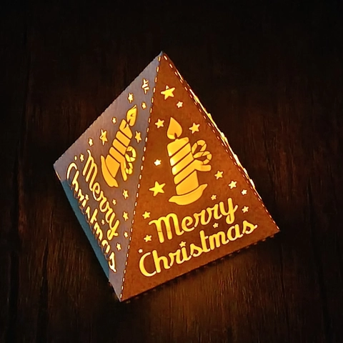 Weihnachten Hohl Pyramide Lampenschirm Aus Papier Festliche Laser Geschnittene Kerze Laterne Für Party Deko Merry Christmas Stern Muster