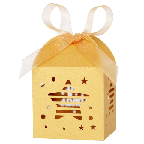 Scatola di Caramelle in Carta a Stella Traforata Con Nastro Scatola Regalo per Matrimonio Tagliata al Laser per Natale