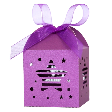 Scatola di Caramelle in Carta a Stella Traforata Con Nastro Scatola Regalo per Matrimonio Tagliata al Laser per Natale