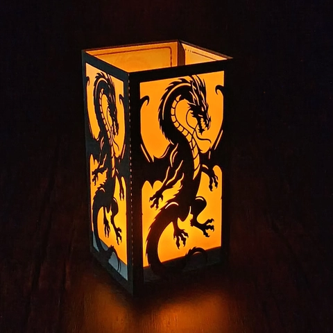 Paralume in Cartoncino con Intaglio a Drago per Candele Elettroniche Halloween Carnevale Festa Copertura Decorativa Luce Notturna Nero