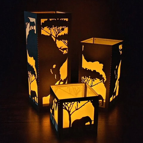 Paralumi in Carta con Silhouette di Animali Africani Giraffa Elefante Intagliati per Decorazioni di Feste e Casa