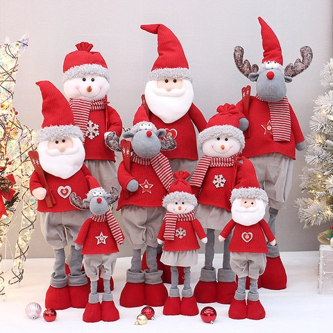 Gestrickte Weihnachtsgnom Weihnachtsmann Schneemann Rentier Plüschpuppen Teleskopisch Stehende Ornamente Weihnachten Haus Party Deko