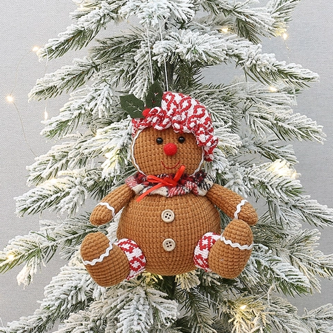 Weihnachten Lebkuchenmann Schaumstoff Ornament Gestrickt Festlich Plüsch Baum Hängende Dekoration Für Urlaub Haus Party Winter Dekor
