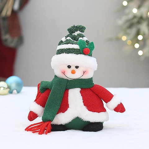 Kerst Zittende Pop Gebreide Stof Kerstman Sneeuwpop Rendier Pinguïn Miniatuur Feestelijke Desktop Home Decoratie