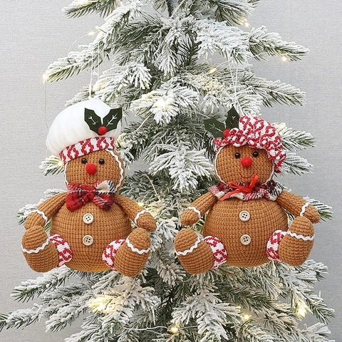 Weihnachten Lebkuchenmann Schaumstoff Ornament Gestrickt Festlich Plüsch Baum Hängende Dekoration Für Urlaub Haus Party Winter Dekor