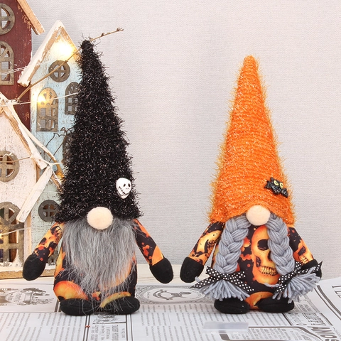 Halloween Gnomo Senza Volto Bambola di Peluche Motivo Teschio Pipistrello Decorazione per Halloween Casa Festa Ornamento Regalo