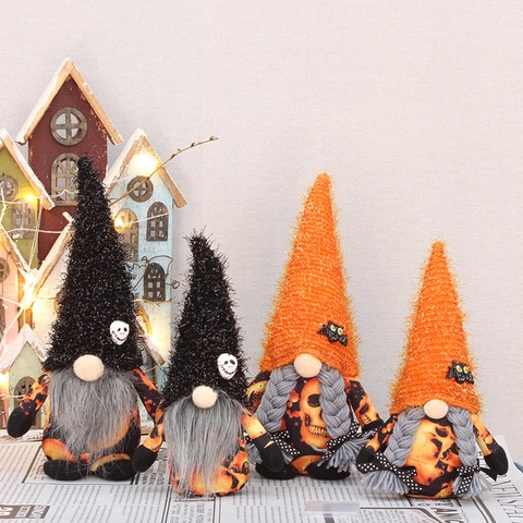Halloween Gnomo Senza Volto Bambola di Peluche Motivo Teschio Pipistrello Decorazione per Halloween Casa Festa Ornamento Regalo