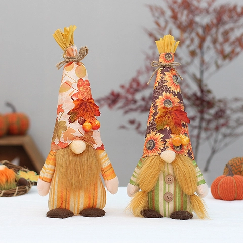 Decorazione di Peluche dello Gnomo del Girasole del Ringraziamento Bambola Rudolf Senza Volto Ornamento per la Casa Autunnale