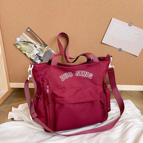 Trendige Stickerei Segeltuch Tote Bag Für Damen Große Kapazität Multi-Tasche Schultertasche Streetwear Stil Pendeltasche