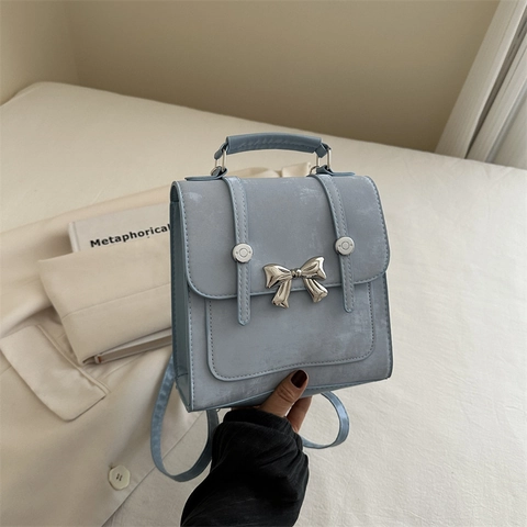 Mode Preppy Stijl Vrouwen Vlinder Rugzak Grote Capaciteit Dual Use PU Lederen Schouder Crossbody Tas Voor Dagelijks School