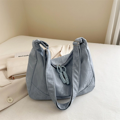Large Capacity PU Leather Hobo Bag For Women Pleated Textured Shoulder Bag With Braided Detail Adjustable Strap Handbag