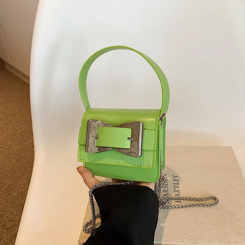 Mode PU Leder Mini Vierkante Tas Voor Dames Trendy Strik Handtas Elegante Ketting Schoudertas Zomer Dagelijks Casual