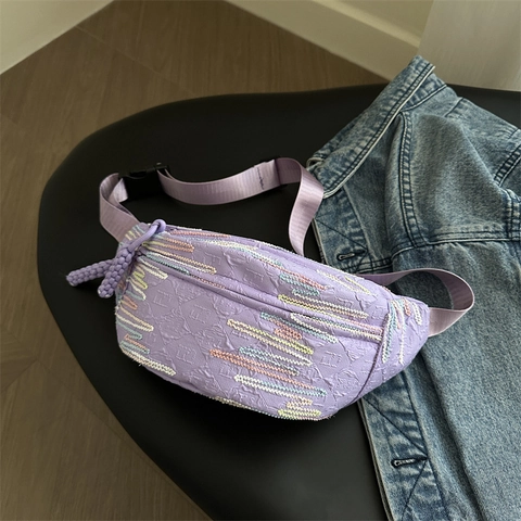 Bolso de Hombro de Cuero PU para Mujer con Bordado de Colores Bolso de Pecho de Media Luna Bolso Bandoulière Dumpling Minimalista Urbano Retro