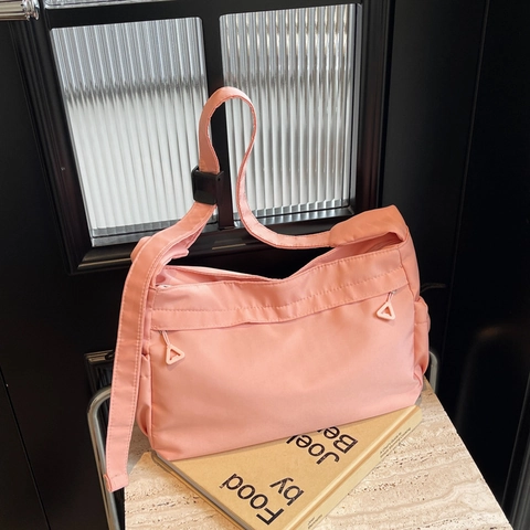 Bolso de Hombro Minimalista Urbano de Cuero PU para Mujer Bolso Tote Mensajero Color Sólido Con Cremallera Triangular
