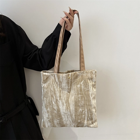 Sac à Épaule Vintage en Velours pour Femmes Motif Feuilles Jacquard Tote PU Grande Capacité Minimaliste Décontracté Hobo