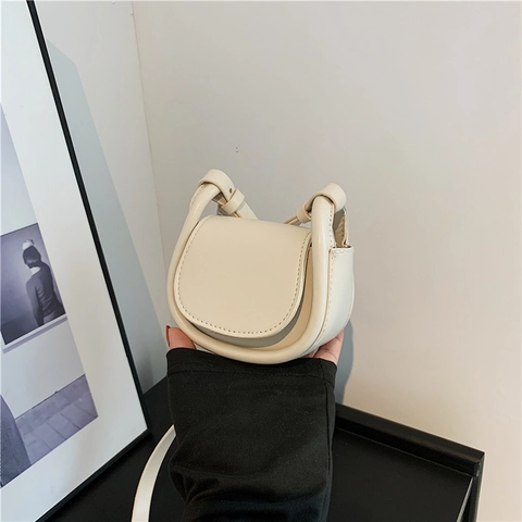 Borsa a Tracolla Piccola Quadrata da Donna in Pelle PU Minimalista Design Vintage Tinta Unita Chiusura Magnetica Uso Quotidiano