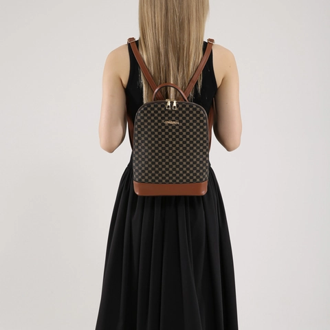 Vintage PU Leather Backpack For Women Fashion Geometric Pattern Large Capacity Shoulder Bag With Top Handle Daily Travel Bag