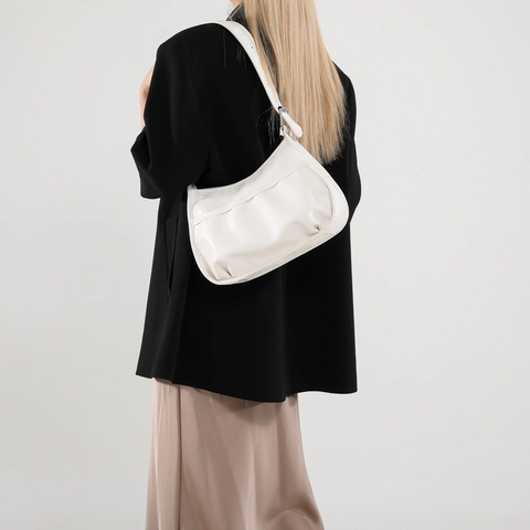 Borsa a Spalla Hobo Minimalista in Morbida Pelle PU con Pieghe Grande Capacità Borsa Sottoascella da Donna per Lavoro Quotidiano