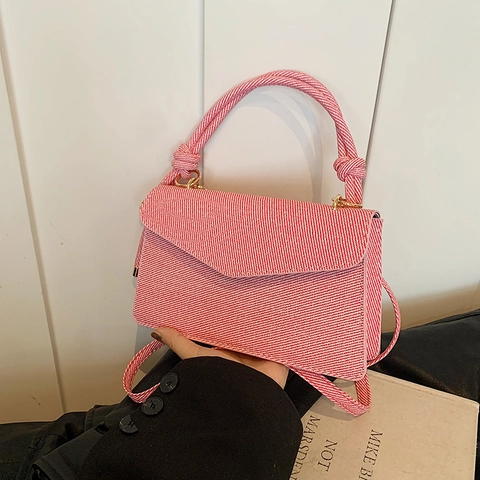 Borsa Quadrata Piccola da Donna con Manico a Nodo Retro Semplice Borsa a Tracolla in Pelle PU Minimalista Elegante