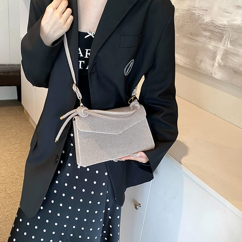Borsa Quadrata Piccola da Donna con Manico a Nodo Retro Semplice Borsa a Tracolla in Pelle PU Minimalista Elegante