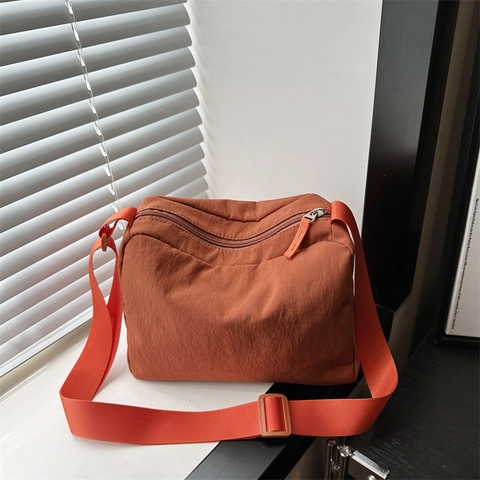 Bolso de Hombro de Tela Oxford Minimalista para Mujer Gran Capacidad Color Sólido Bolso de Mensajero Casual para Diario