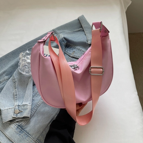 Bolso Hobo de Nailon de Gran Capacidad para Mujer Color Sólido Minimalista Bolso de Hombro Bandolera Correa Ancha Ajustable Bolso Tote