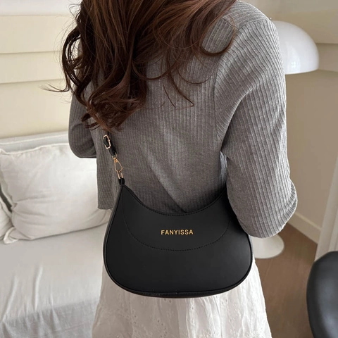 Bolso Hobo de Media Luna de Cuero PU Retro para Mujer Color Sólido Correa de Hombro Única Ajustable Bolso de Axila Bolso de Mano de Moda Bolso Casual