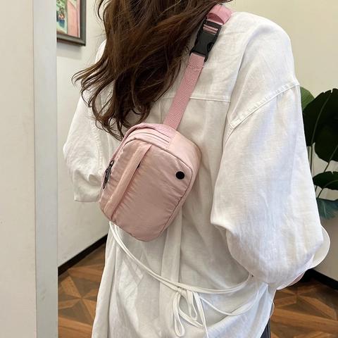 Japanese Minimalist Nylon Small Square Crossbody Bag For Women Men Lightweight Casual Shoulder Bag Portable Travel Waist Bag