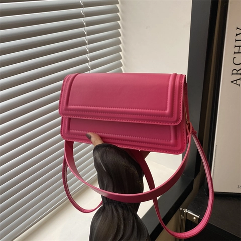 Borsa Quadrata Piccola Minimalista in Pelle PU da Donna Moda a Tracolla con Patta Streetwear Borsa a Mano Semplice Tinta Unita