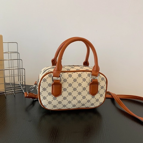 Bolso Boston de Verano Minimalista Impreso de Cuero de PU para Mujer Bolso de Mano de Moda Bolso de Hombro Pequeño