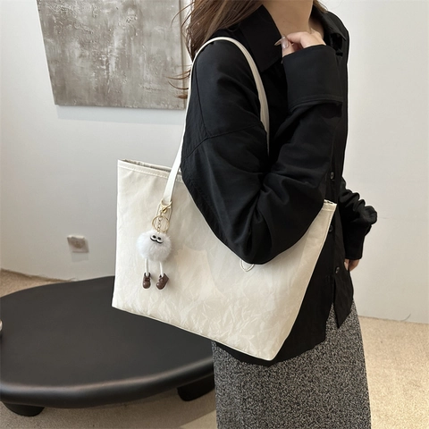 Damen Faltenstruktur PU Leder Tragetasche Große Kapazität Lässige Schultertasche Für Urban Pendeln Minimalistische Mode Handtasche