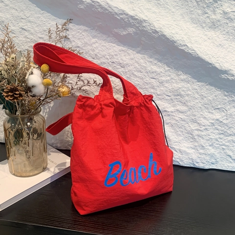 Damen Casual Canvas Tragetasche Mit Beach Buchstabendruck Große Kapazität Minimalistische Umhängetasche Vielseitige Einkaufstasche