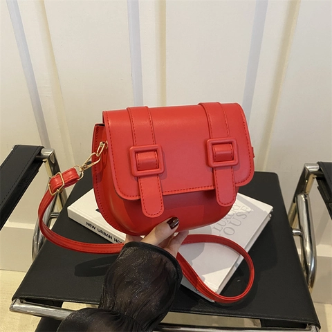 Bolso de Silla de Montar de Moda para Mujer de Cuero de PU Retro Bolso de Hombro Simple Con Correa Ajustable para el Uso Diario