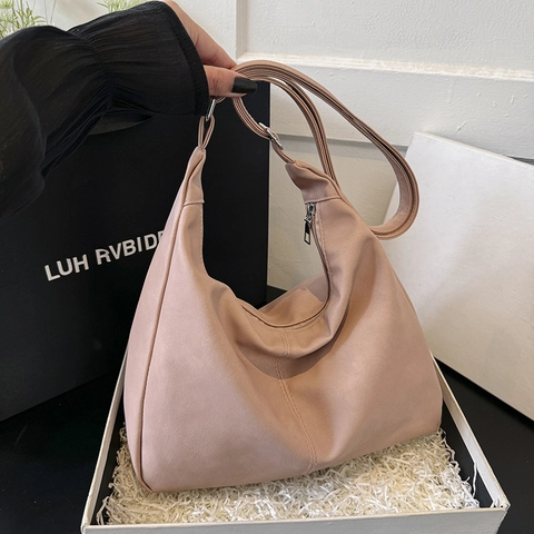 Bolso de Hombro Hobo de Cuero PU de Gran Capacidad para Mujer Bolso Tote Minimalista Vintage Con Lindo Colgante de Peluche Nube