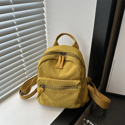 Zaino da Donna Mini in Nylon Stile Coreano Tinta Unita Leggero Piccolo da Viaggio Minimalista Urbano Borsa a Spalla Quotidiana