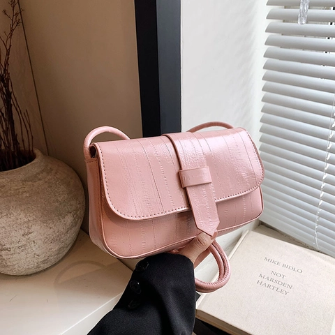 Women's PU Leather Crocodile Pattern Underarm Bag INS Simple Square Shoulder Bag With Knotted Strap Fashion Daily Purse