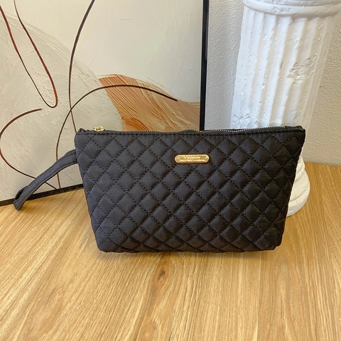 Damen Gesteppte Nylon Clutch Tasche Minimalistische Rautensteppung Große Kapazität Umschlag Handtasche Goldbeschläge Mode Aufbewahrungstasche