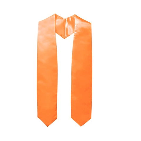 Solid Plain Graduation Stole Polyester Satin Sash For High School University Graduation Ceremony Unisex Ceremonial Stole Orange