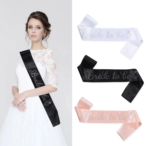 Elegante Fascia Bride To Be in Satin Con Lettere in Strass per Addio al Nubilato Matrimonio Decorazione Sposa Accessori Festa